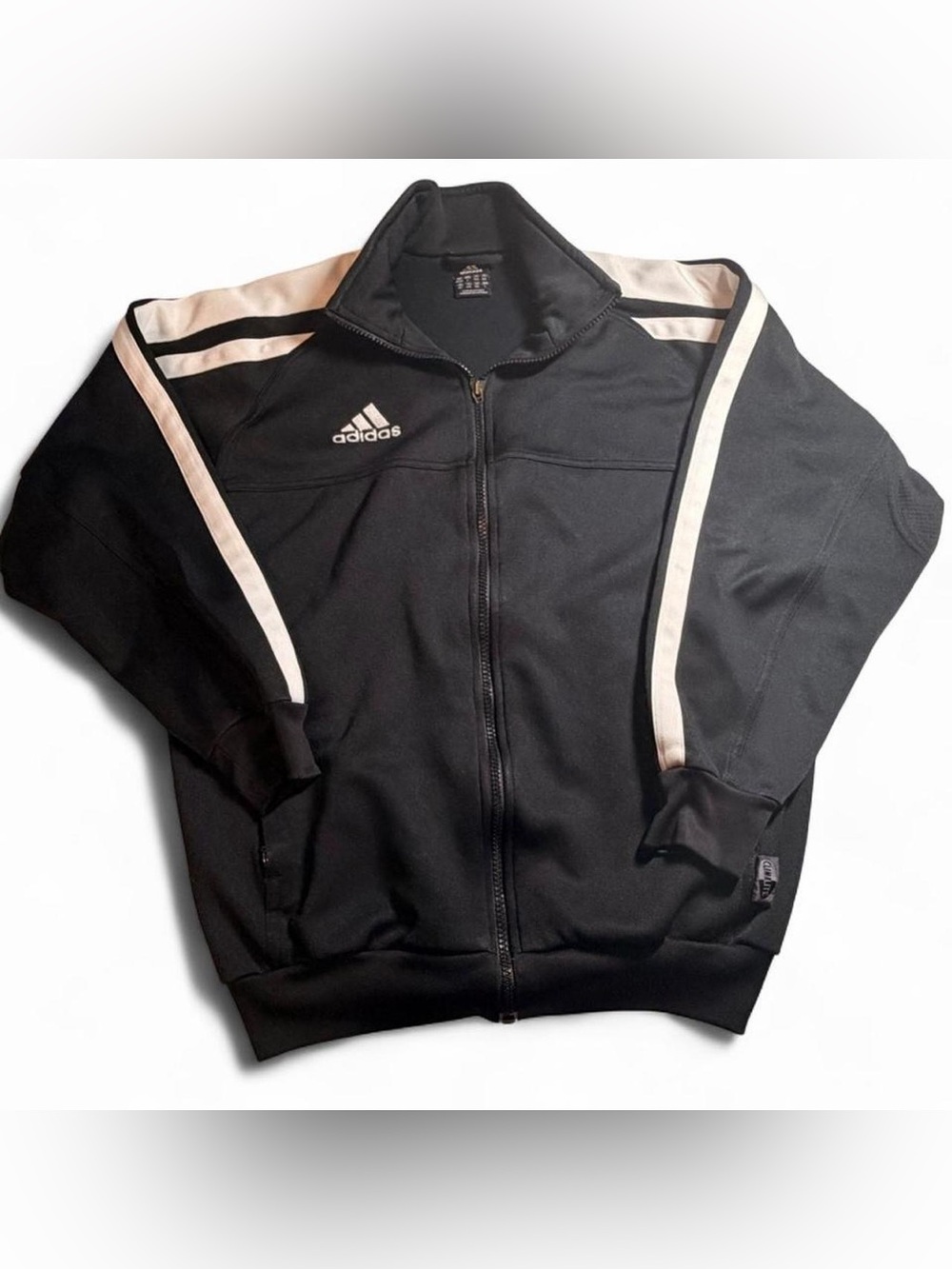 adidas Black Jacket with White Shoulder Stripes